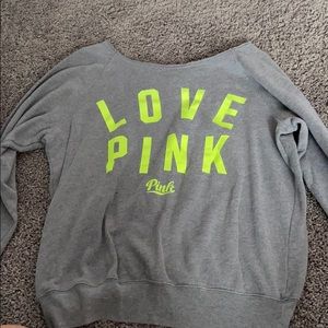 Grey over the shoulder sweater